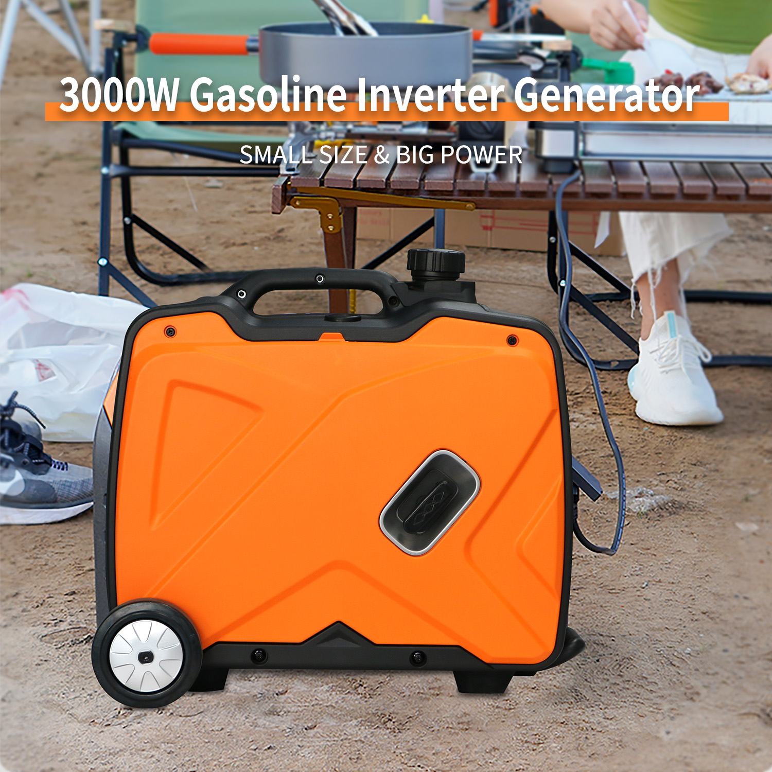 3kw Air Cooled Travel Gasoline Inverter Generator with Wheels